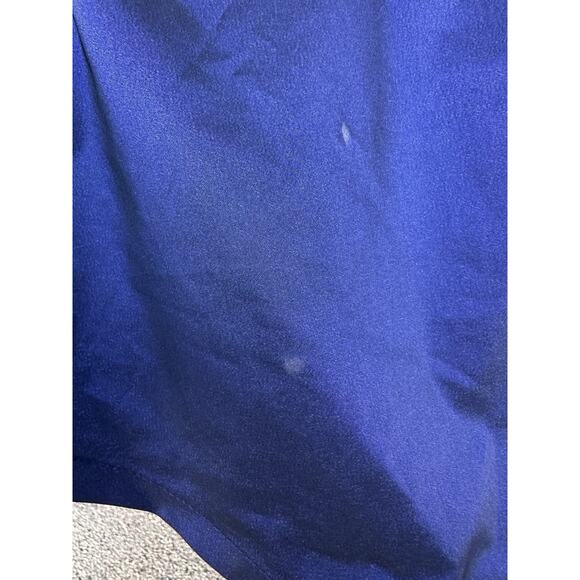 Tadashi Shoji Navy Blue Guipure Lace Taffeta draped long sleeve Gown Sz 14 Forma - Picture 9 of 13